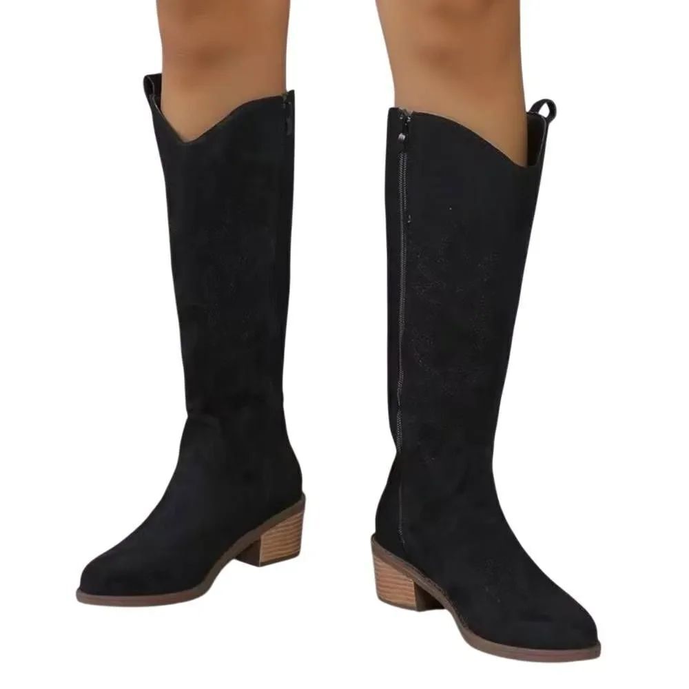 WOMEN'S FALL BOOTS Faux Suede Black Boots sz 5 [36]